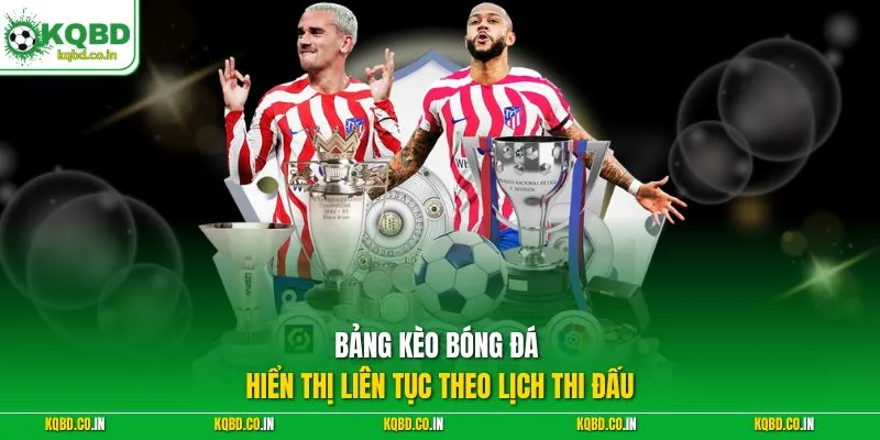Bảng kèo bóng đá hiển thị liên tục theo lịch thi đấu